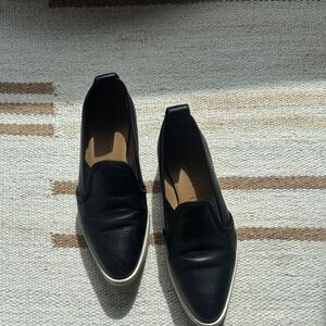 Everlane Black Slip-On Leather Sneakers with White Sole